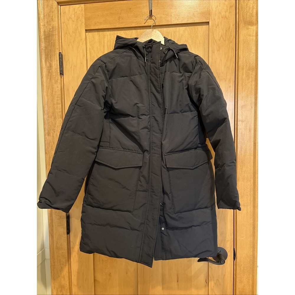 NWT Everlane Coat Womens Small Black Puffer Hooded ReNew Full Zip Warm Pockets